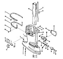 Корпус карданного вала (длинный-0C160936 & выше) (60EL NOI) (NPT) 2-Х ТАКТНОГО ПЛМ MERCURY 60 Серийный номер от 9469200 до 9683054